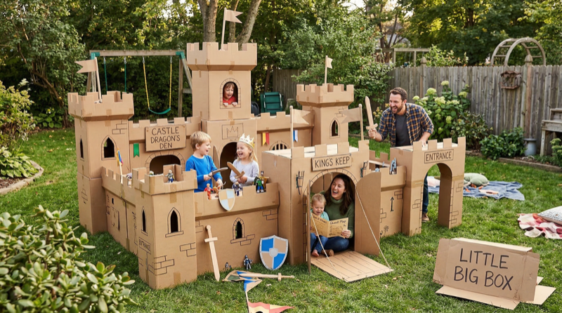 Little Big Box product featuring nested cardboard play worlds